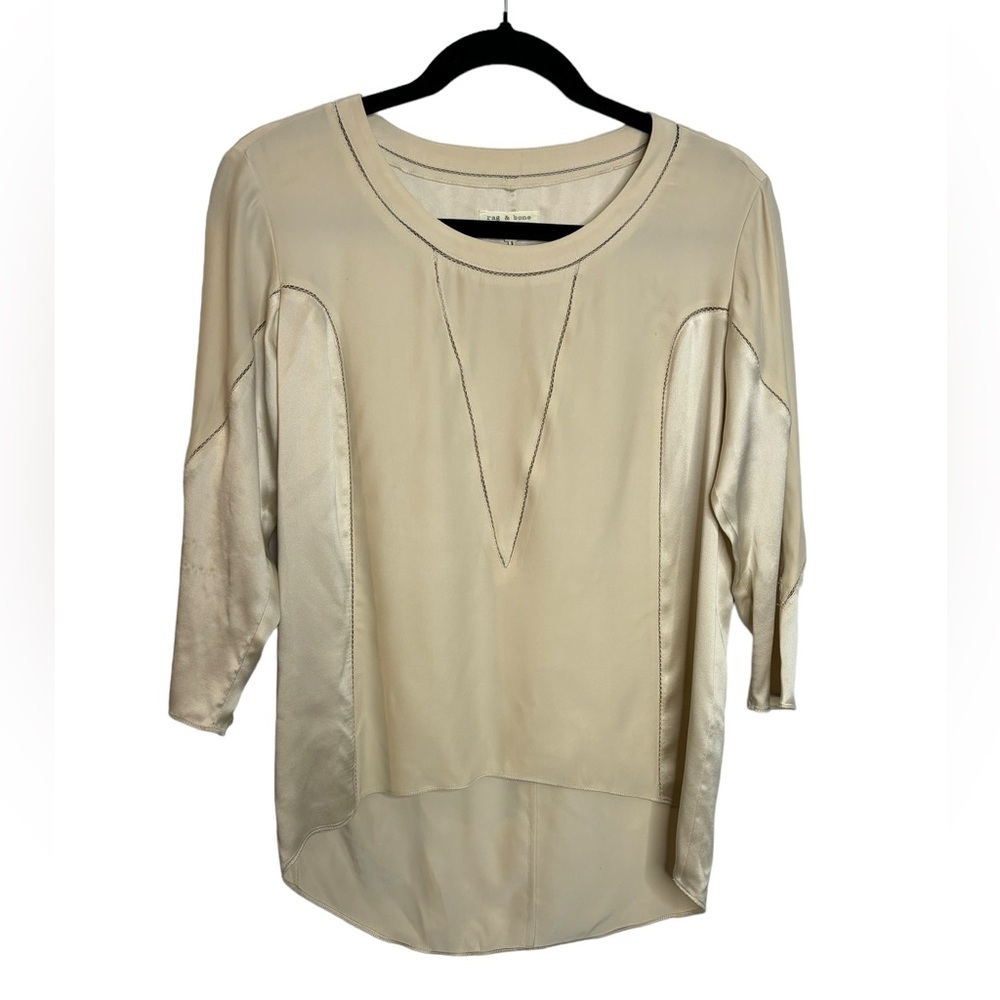 Rag & Bone Cream 3/4 Sleeve Silk Blouse Size XS